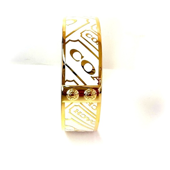 COACH Polished Gold & White Enamel Bangle Bracelet NEW - Picture 7 of 8